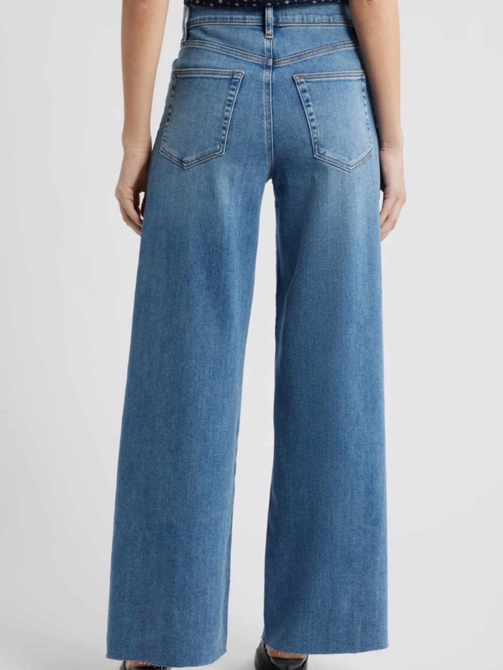 Frame Denim Light Blue Wide-Leg High-Rise Jeans, raw hem!! NWT, Le Palazzo Slim - Picture 2 of 5